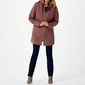 Zuda brushed coat with removable lightweight lining, medium